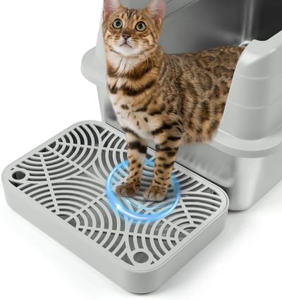 Honden- en kattenvriendelijke trap met filterfunctie, ideaal voor kittens en oudere katten, automatische zelfreinigende kattenbak (lichtgrijs)