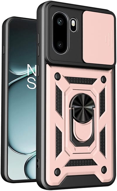 MobyDefend Hoesje - Geschikt voor OnePlus 15R - Pantsercase Met Draaibare Ring - Rosé