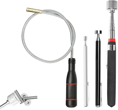 4 stuks magnetische telescoopstang - Flexibele magneetheffer voor auto- en metalen onderdelen - Sterke hechting - 550 mm lengte
