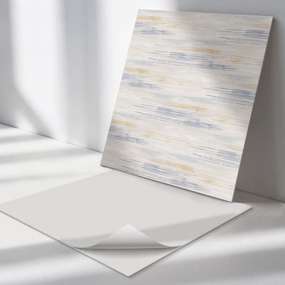 Wallfluent Vinyl Tegels - Abstracte textuurstrepen Vinyl Vloer Tegels - 30 cm x 30 cm - Beige PVC Tegels - Verpakking van 9 stuks - Vierkant PVC Tegels - Texturen Plaktegels - Zelfklevende Vinyl Tegels - Plaktegels Keuken en Badkamer
