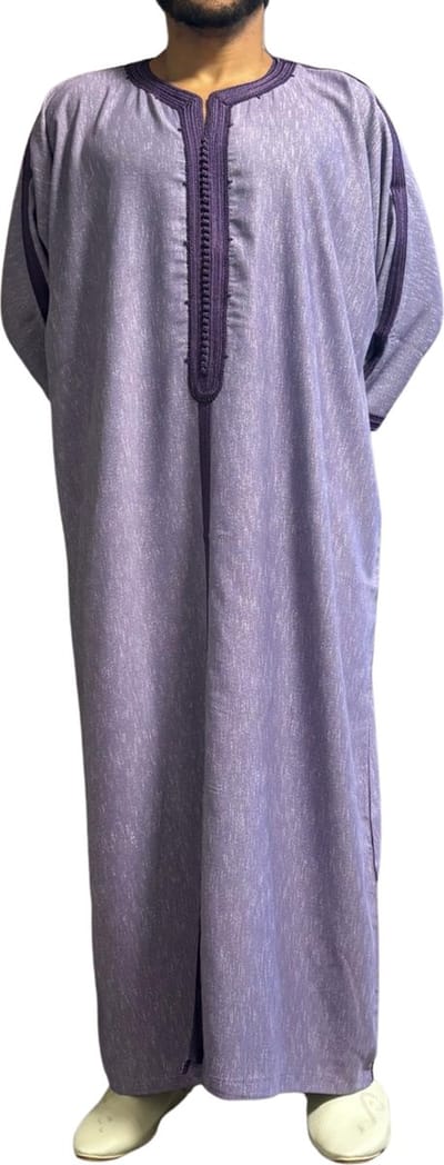Paars Kandora Qamis Abaya - Marokkaanse traditionele Djellaba/kandora - Handgemaakt