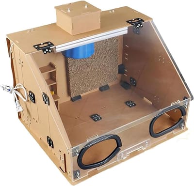 Draagbare Airbrush Spuitcabine - Schilderbox Afzuiging - Modelbouw Schilderen - 360° Afgesloten Ruimte - 50x43x36 cm - Houtkleurig