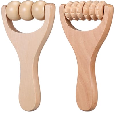 JHUBERS- Massageroller Hout - 2 Stuks - Massageapparaat voor Rug/Nek - Gezichtsroller - Lichaamsmassage - Handvat