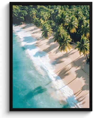 Poster in lijst - Fotolijst 50x70 cm - Posters - Tropisch - Strand - Water - Palmbomen - Posterlijst zwart - Decoratie - Wanddecoratie woonkamer - Muurdecoratie slaapkamer