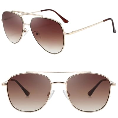 Fako Sunglasses® - Pilotenbril Metal - Piloot Zonnebril - Heren Zonnebril - Dames Zonnebril - Model Marc - Goud - Bruin