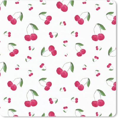 Muismat 20x20 cm - Mousepad Kers - Aquarelverf - Fruit - Muismatten