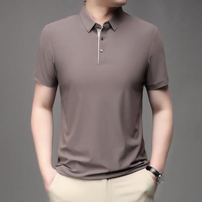 Coole Ademende Polo met Korte Mouwen Zakelijk Casual Zomer Mode Halfmouwige Laptas T-shirt Hoge Kwaliteit XXXXL gray
