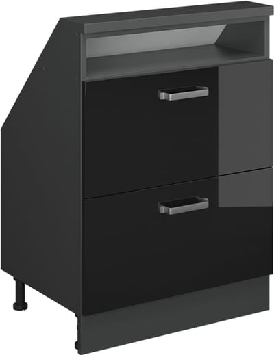 Vicco Rion Kast voor schuine wand – met 2 laden Hoogglans zwart/antraciet