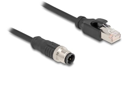 M12 4-pins D-gecodeerd (m) - RJ45 (m) industriële netwerkkabel | CAT5e | PVC | 1 meter