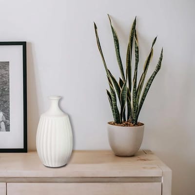 Giftdecor Bloemenvaas Antique Athena - ivoor wit - keramiek - 19 x 31 cm - Klassieke design vaas met historisch en modern karakter
