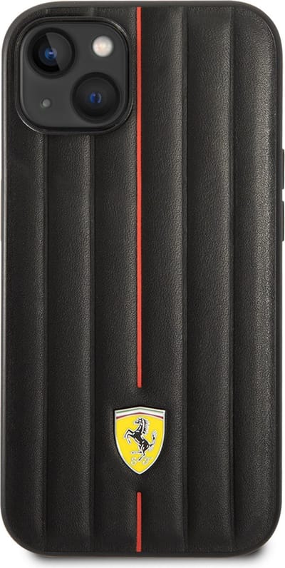 Ferrari iPhone 14 Plus Hardcase Backcover - Hot Stamp - Red Line - Zwart