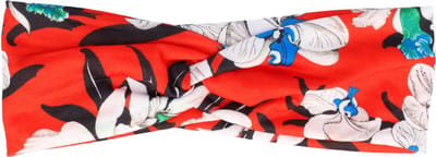 Haarsoires Haarband Twist 8cm – Bloemenprint –Jersey Stof – Rood - Zachte Knoop Hoofdband - Haaraccessoire voor Dames & Meisjes