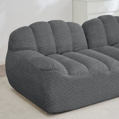 DESMIU Zitbank 210 x 104 x 79 cm - Modulaire 2-Zits Bank Zonder Montage Met Ergonomische Vorm - Voor Woonkamer En Appartement - Fleece Grijs
