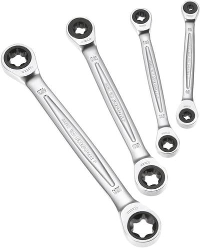 Ratelsleutel Set - Torx Sleutels - Precisiewerk Uitvoeren - Compact Ontwerp - E6-E24 - Chroom