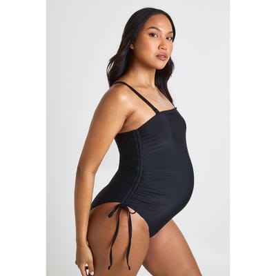 boohoo Dames Zwemsuit Voor Zwangere Met Gerimpelde Zijkant En Vierkante Hals | Zwart | Maat: 46