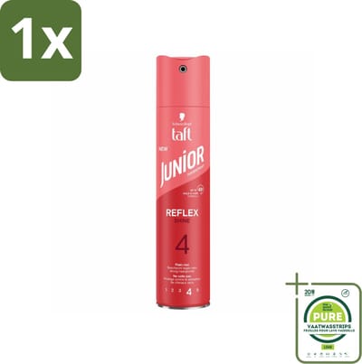 1 x Taft - Reflex Shine 4 - Junior Haarspray - Glanzende finish - 250 ml - Haarspray - Glans - Fixatie - Taft Junior - Haarverzorging