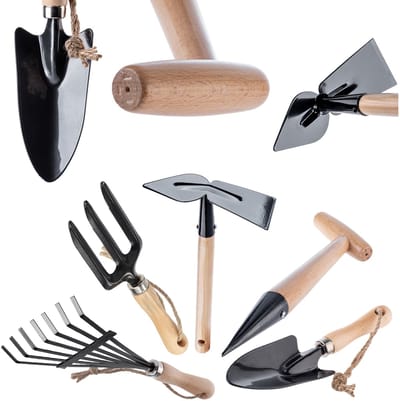 KADAX Tuingereedschapsset, robuuste mini-tuingereedschap, praktische gereedschapsset voor planten, meerdelige tuinset, tuinset voor tuinverzorging (5-delige set Ver. A)