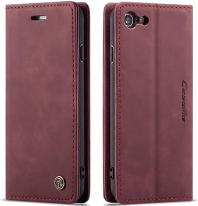 CaseMe Book Case - Geschikt voor iPhone SE (2022/2020), iPhone 8 / 7 Hoesje - Bordeaux