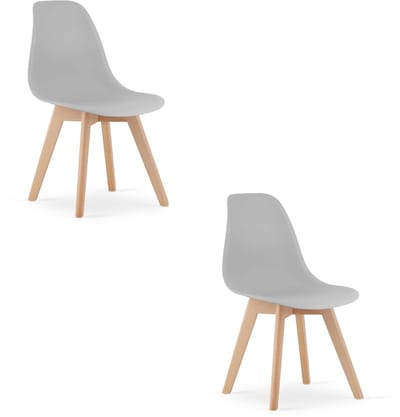 Set van 2 Eetkamerstoelen KITO – Grijs – Beuken Poten – Kuipstoel met Kunststof Zitting – Tijdloos Design, Functioneel en Duurzaam, Geschikt voor Woonkamer, Eetkamer en Kantoor