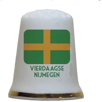 Vingerhoed Vierdaagse Nijmegen - porselein - 4Daagse Nijmegen - oranje groen