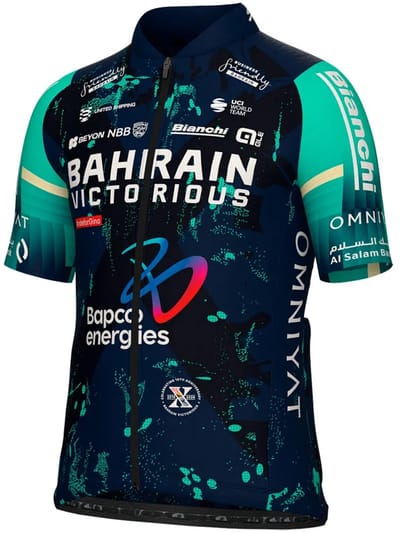 Ale Bahrain Victorious Korte Mouw Wielertrui Blauw 12 Years Jongen