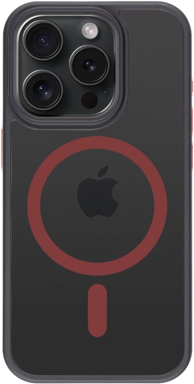 Tactical iPhone 15 Pro MagForce Hyperstealth 2.0 Cover – Hoesje met Losse Klikbare Knoppen – Black/Red