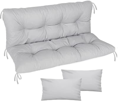 FEROCITY - Tuinschommelkussen - Gestept - Zitcomfort - Onderhoudsvriendelijk - Duurzaam - 120 x 50 x 50 x 10 cm - Polyester - Grijs