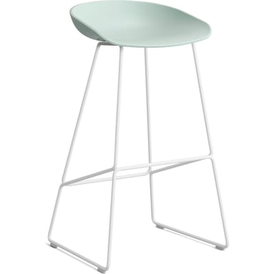 HAY About a Stool AAS 38 - dusty mint 2.0 - wit - Standaard glijders kunststof - Zithoogte 75 cm