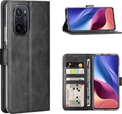 Bookcase Geschikt voor: Xiaomi Poco F3 / Mi 11i - Zwart - portemonee hoesje