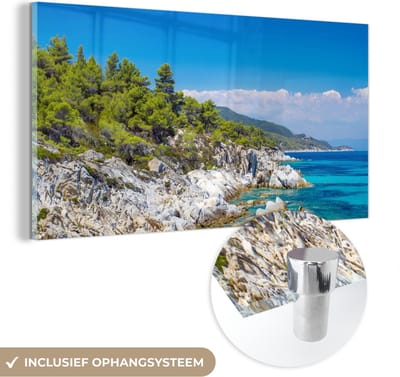 MuchoWow® Glasschilderij 40x20 cm - Schilderij acrylglas - Zee - Zomer - Tropisch - Foto op glas - Schilderijen - Portret van de zomer