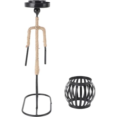 Moderne IJzeren Figuur Kandelaar Houder Metaal Rustiek Kaarsenstandaard Kunst Ornament Woonkamer Tafel beige