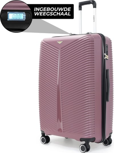 FOUROTA Koffer met Weegschaal – Voorkom Overbagage – TSA Slot – Lichtgewicht – 360° Wielen – Groot (28 inch) – Paars