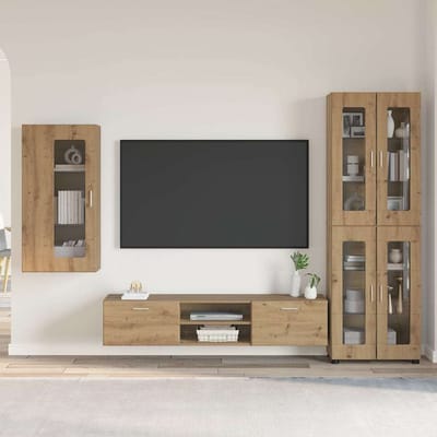 vidaXL - Tv-meubelset - FLORIN - 3 - st - Artisan - Eiken - Bewerkt - hout