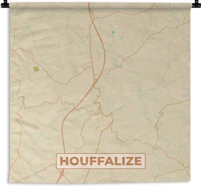 Wandkleed - Wanddoek - Houffalize - Plattegrond- Vintage - Stadskaart - Kaart - 180x180 cm - Wandtapijt
