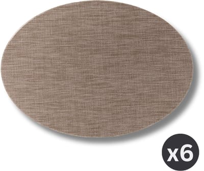ZICZAC - Placemat PURUS - SET/6 - Microban, antibacterieel - Ovaal, bruin