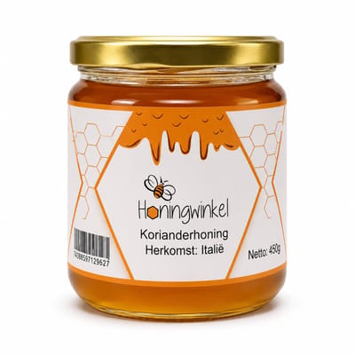 Korianderhoning 450g Italië Honingwinkel (vloeibaar)