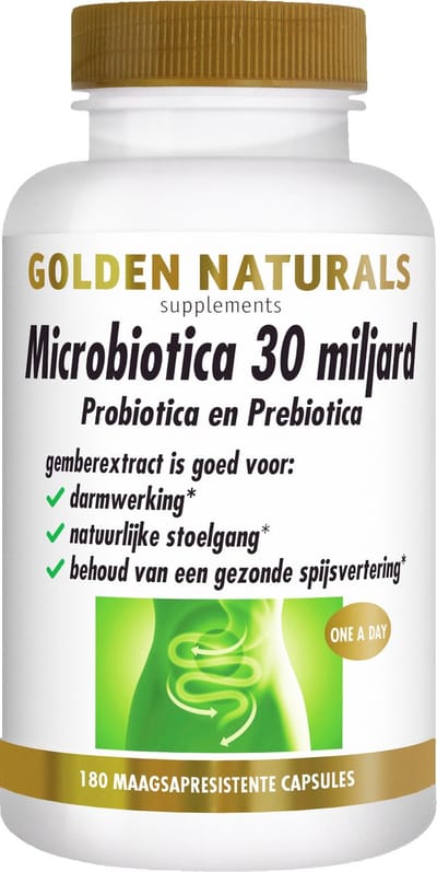 Golden Naturals Microbiotica 30 miljard (180 veganistische maagsapresistente capsules)