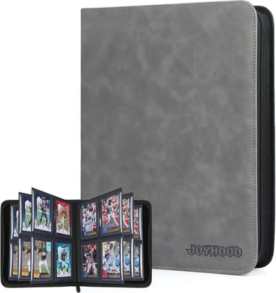 SnelShoppen - Top Loader Binder voor Trading Cards - 4 Slot Album met 112 Pockets - Sports Cards Opslag - Grijs - Waterdicht en Transparant