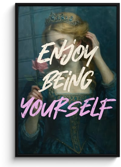 Poster in lijst - Fotolijst 80x120 cm - Posters - Vrouw - Roos - Quote - Posterlijst zwart - Decoratie - Wanddecoratie woonkamer - Muurdecoratie slaapkamer