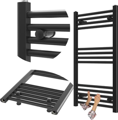 Granitan Badkamerradiator Breno - 50x90cm - Zwart - Ladderradiator - Handdoekradiator