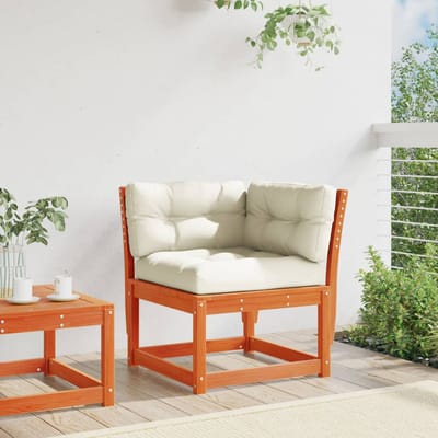 vidaXL - Tuinhoekbank - met - kussens - 73x73x78 - cm - grenenhout - wasbruin