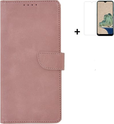 Geschikt voor Nokia G22 Hoesje - Bookcase - Nokia G22 Hoesje - Pu Leder Wallet Book Case Rose Goud Cover + Screenprotector