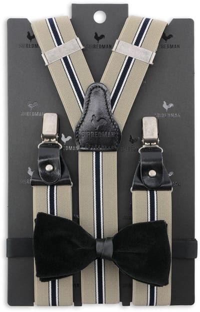 Sir Redman - Bretels met strik - bretels combi pack Velvet Nicolai - beige / zwart / wit