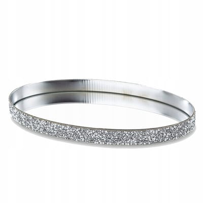 Zilveren Ovale Decoratieve Metalen Dienblad met Kristallen - 23x13 cm