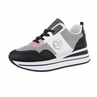ZoeZo Design - sneakers - nieuwe collectie - voorjaar 2025 - zwart - wit - roze - glitter - zilver - kunstleder - stof - maat 39 - uitneembare zool