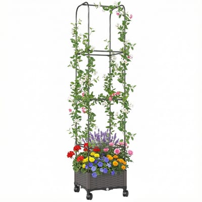 Outsunny multifunctionele tuinbak - staal/kunststof - 40x40x185 cm