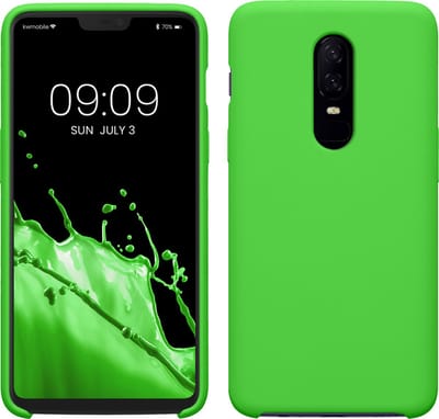 kwmobile telefoonhoesje geschikt voor OnePlus 6 - Hoesje met siliconen coating - Smartphone case in limoengroen