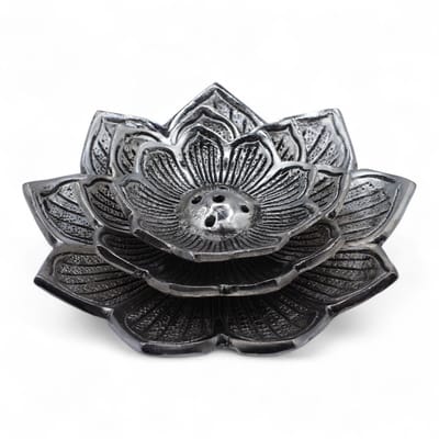 Ancient Wisdom - Decoratief beeld - Wierookhouder met drie lotusbloemen multicolor aluminium - orgoniet - spiritueel - healing - energie - bescherming - decoratie