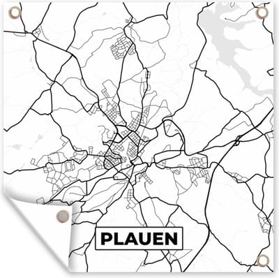 Tuin poster Plauen - Plattegrond - Kaart - Stadskaart - 200x200 cm - Tuindoek