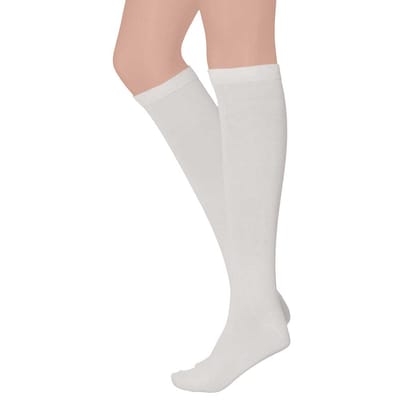 Apollo - Kniekousen met strepen - Wit - Maat 41/46 - Kniekousen heren - Kniekousen carnaval - Kniekousen - Carnaval accessoires - Carnaval - Feestkleding